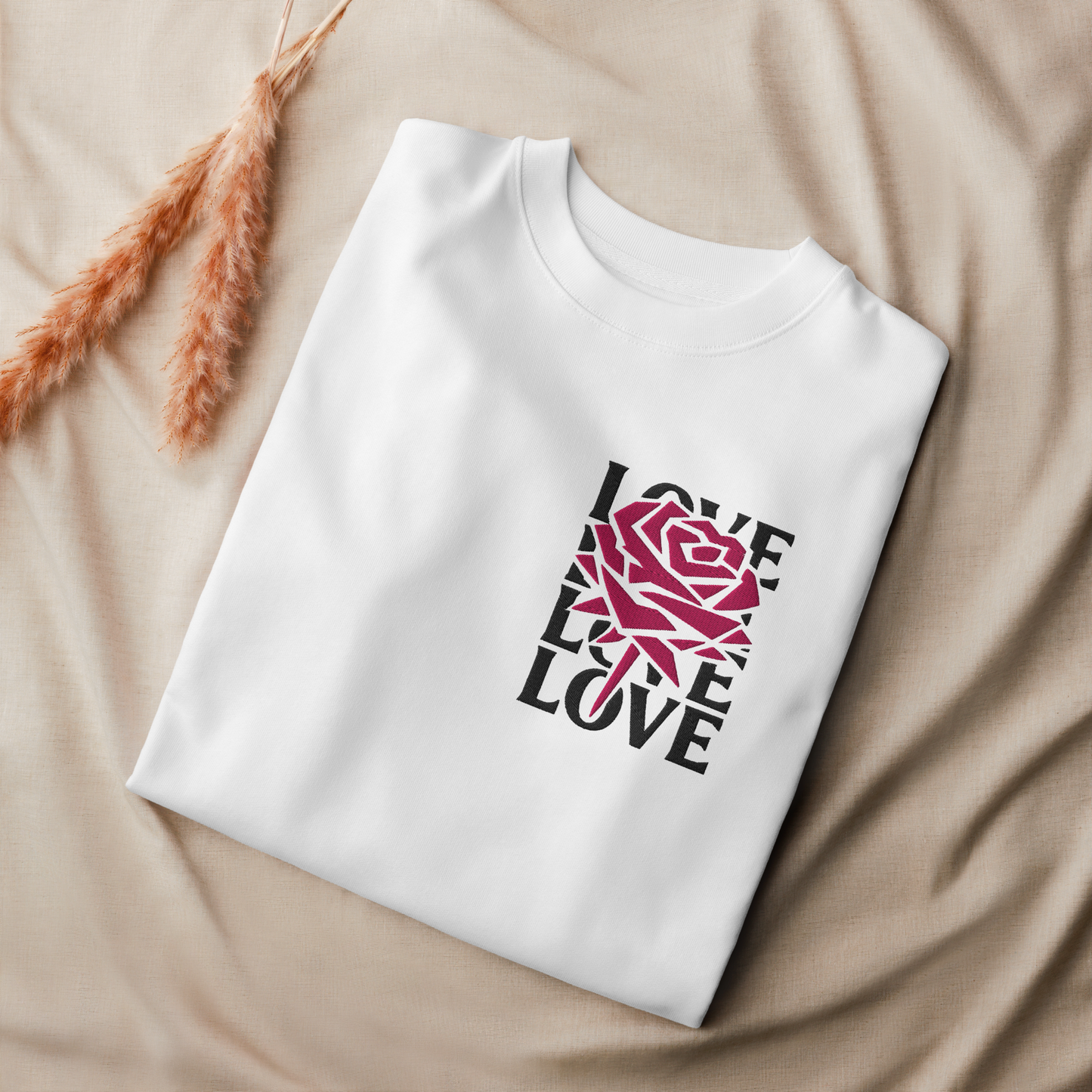 Love | Premium Embroidered Organic Sweatshirt - White