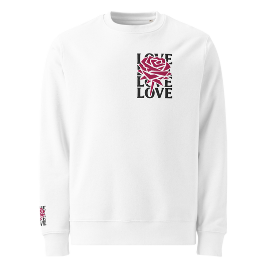 Love | Premium Embroidered Organic Sweatshirt - White