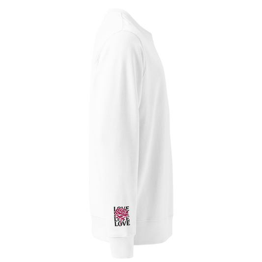 Love | Premium Embroidered Organic Sweatshirt - White